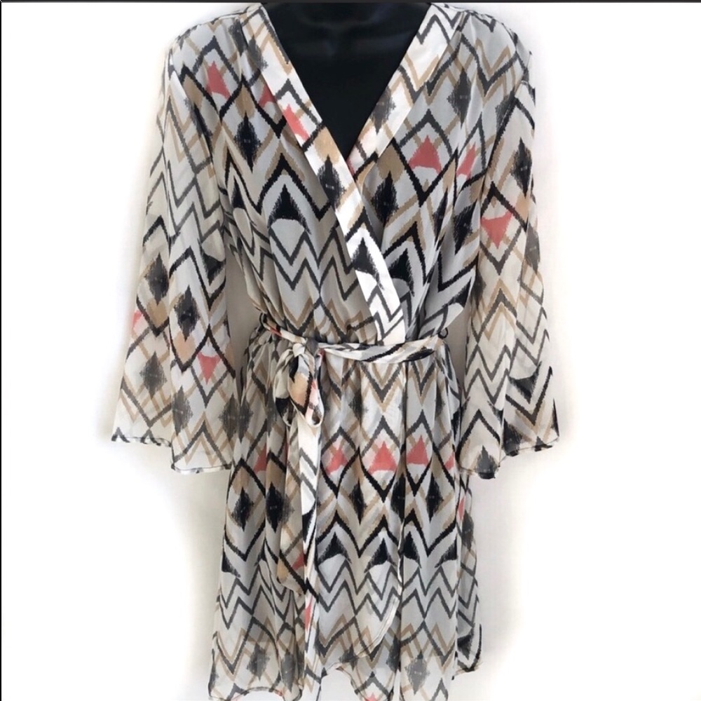 Aztec print boho wrap dress medium